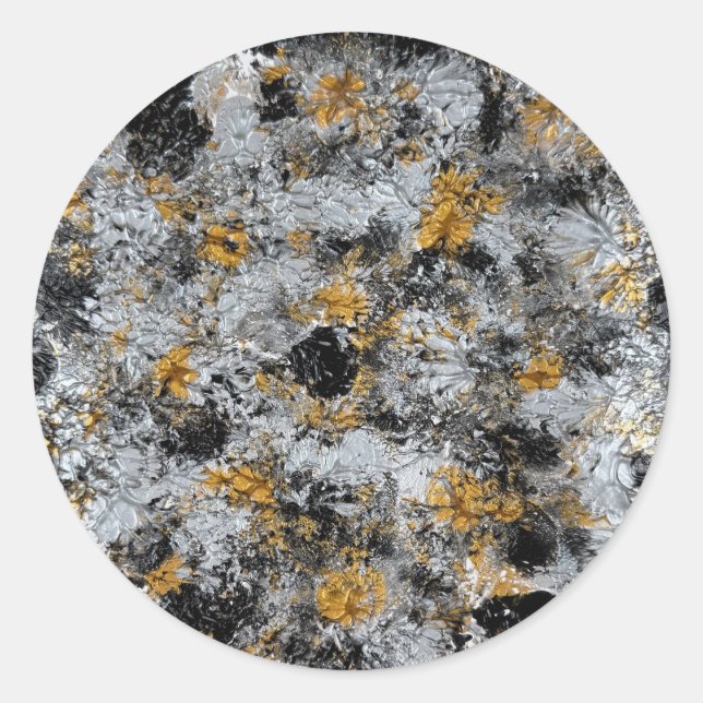 Gold, silver and black - handmade artwork  classic round sticker (Front)