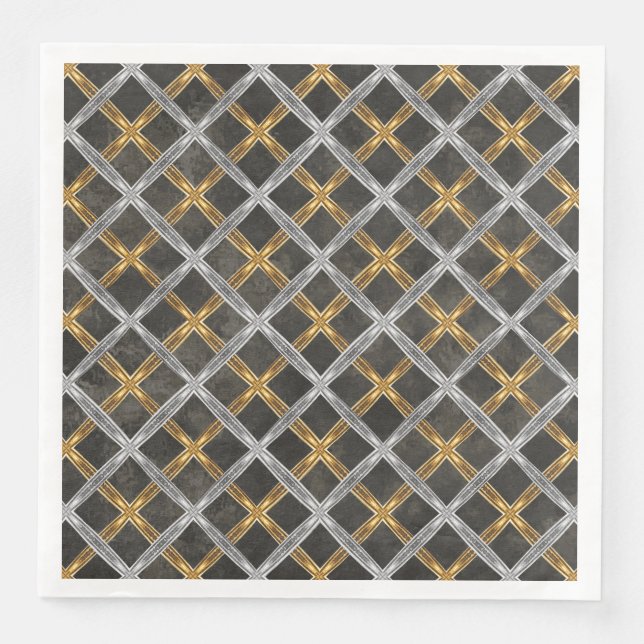 Gold, Silver, and Black Laced Pattern Napkin (Front)