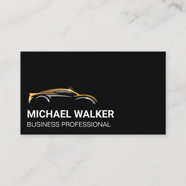 Gold Silver Auto Logo Business Card (Front)