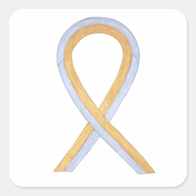 Gold & Silver Awareness Ribbon Art Sticker Decals (Front)