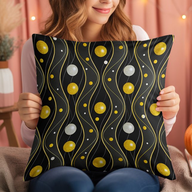 Gold Silver Black Art Deco Pattern Cushion (Creator Uploaded)