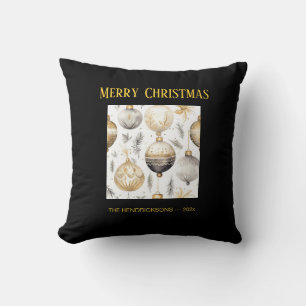 Gold Silver Black Christmas Ornaments Cushion