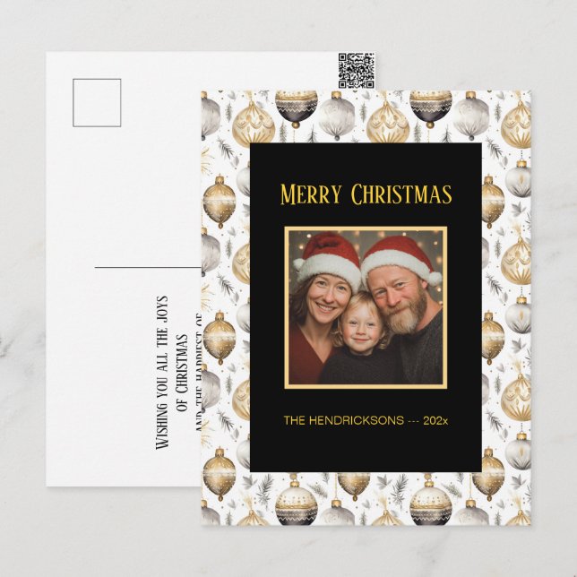 Gold Silver Black Ornaments Photo Postcard (Front/Back)