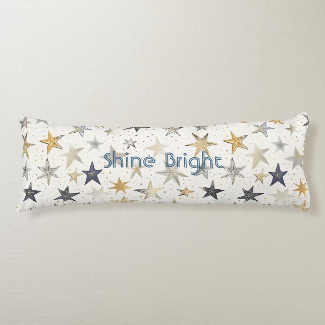 Gold Silver Blue Stars Body Cushion (Front)