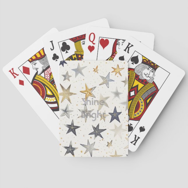 Gold Silver Blue Stars Playing Cards (Back)