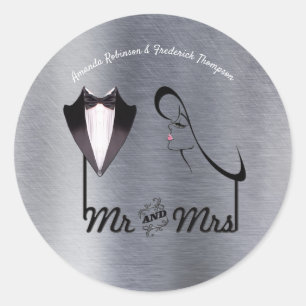 Gold, Silver - Brass Modern Classic Round Sticker