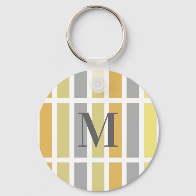 Gold Silver Bronze Metal Hues Monogram Key Ring (Front)