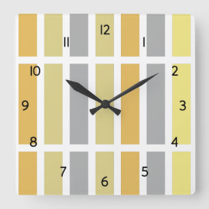 Gold Silver Bronze Metal Hues Square Wall Clock