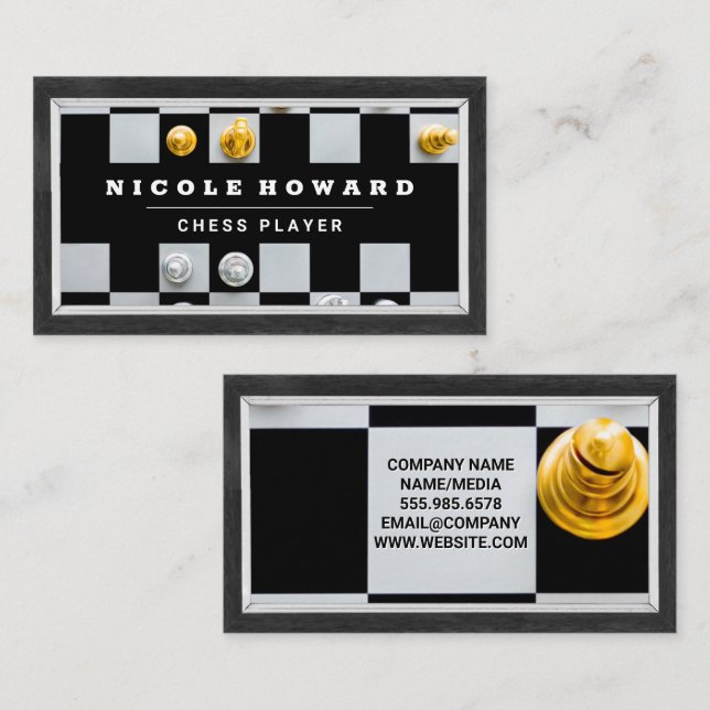 Gold Silver Chess Pieces Business Card (Front/Back)