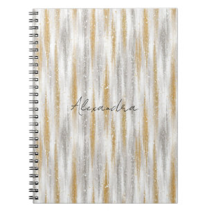 Gold Silver Chic Glam Glitzy Stripes Notebook