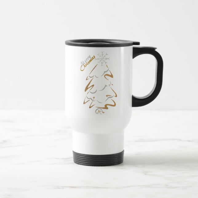 Gold & Silver Chrismas Tree Travel Mug (Right)