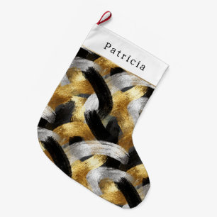 Gold Silver Christmas Black Celebration Large Christmas Stocking