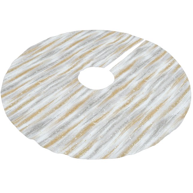 Gold Silver Christmas Celebration Brushed Polyester Tree Skirt (Angled)
