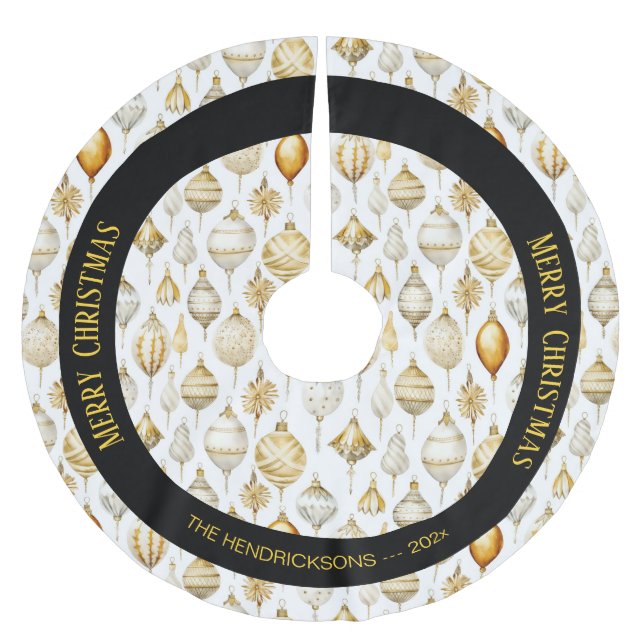 Gold Silver Christmas Ornaments  Brushed Polyester Tree Skirt (Front)