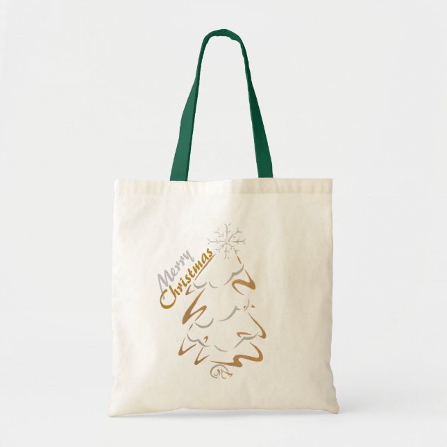 Gold & Silver Christmas Tree Tote Bag (Front)