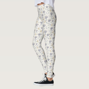 Gold Silver Christmas Trees Lights and Ornaments Leggings