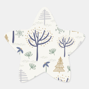 Gold Silver Christmas Trees Lights and Ornaments Star Sticker