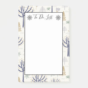 Gold Silver Christmas Trees Lights To Do List Post-it Notes