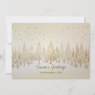 Gold Silver Christmas Trees Season Greetings Card