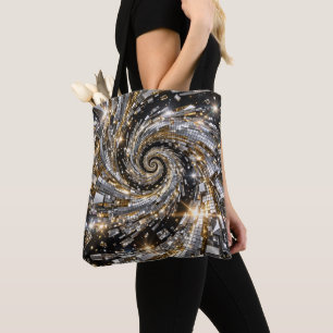 Gold & Silver Disco Spiral Vortex Tote Bag