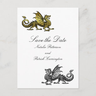 Gold Silver Dragon Save the Date Postcard
