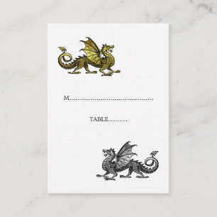 Gold Silver Dragon Wedding Place Card