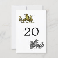Gold Silver Dragon Wedding Table Card