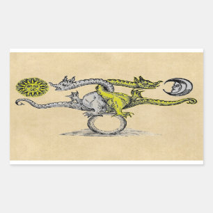 Gold & Silver Dragons Symbol Rectangular Sticker