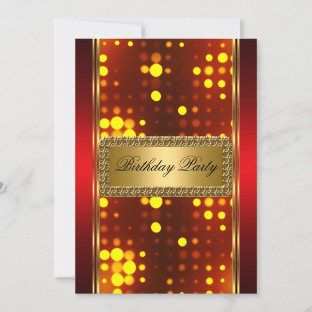 Gold Silver Fire Red Art Deco Invitation (Front)