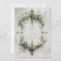 Gold Silver Frame Blue Gemstone Baroque Wedding