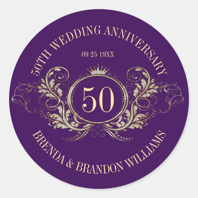 Gold & Silver Frame with a Crown Square Sticker (Front)