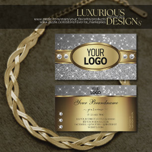 Gold Silver Glitter Sparkle Stars Jewels with Logo Business Card