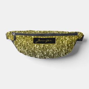 Gold silver glitters sparkles black Custom name Bum Bags