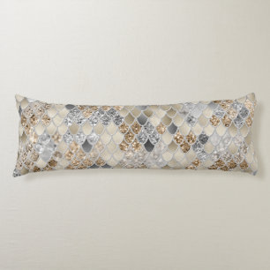 Gold Silver Gray Mermaid Scales Glam #1  Body Cushion