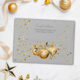 Gold Silver Grey Christmas Wedding Envelope