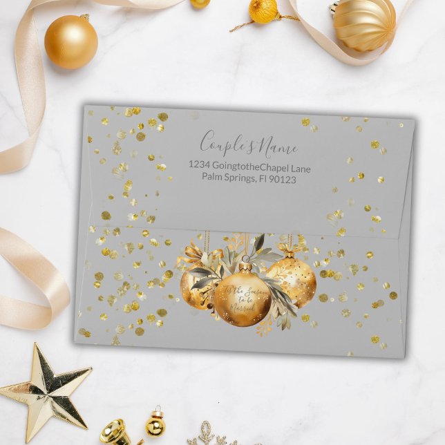 Gold Silver Grey Christmas Wedding Envelope (Creator Uploaded)