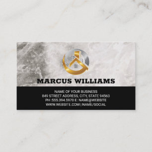 Gold Silver House Logo Real Estate Business Card