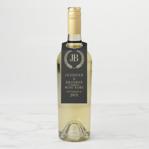 Gold & silver laurel wedding wreath bottle tag