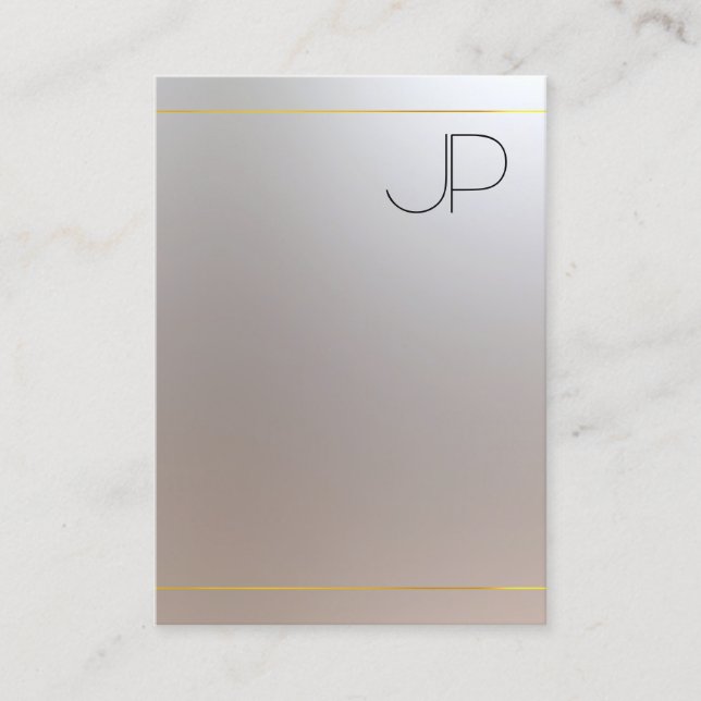 Gold Silver Look Monogram Modern Professional Business Card (Front)