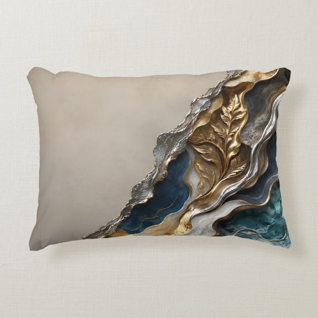 Gold Silver Luxury Marble Home Decor Gift Decorative Cushion (Front)