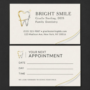Gold Silver Metallic Dentist Appointment Card