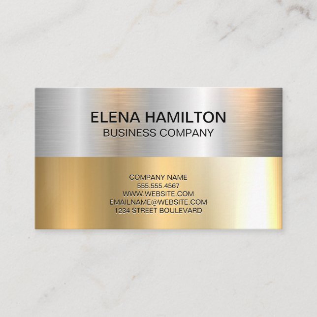 Gold Silver Metallic Shine Business Card (Front)