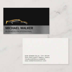 Gold Silver Modern Logo Auto Services Business Card