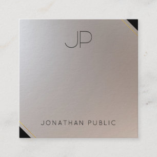 Gold Silver Monogram Modern Template Luxurious Square Business Card