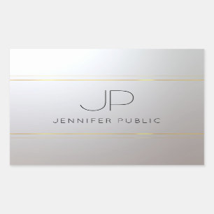 Gold Silver Monogram Template Initial Letter Rectangular Sticker