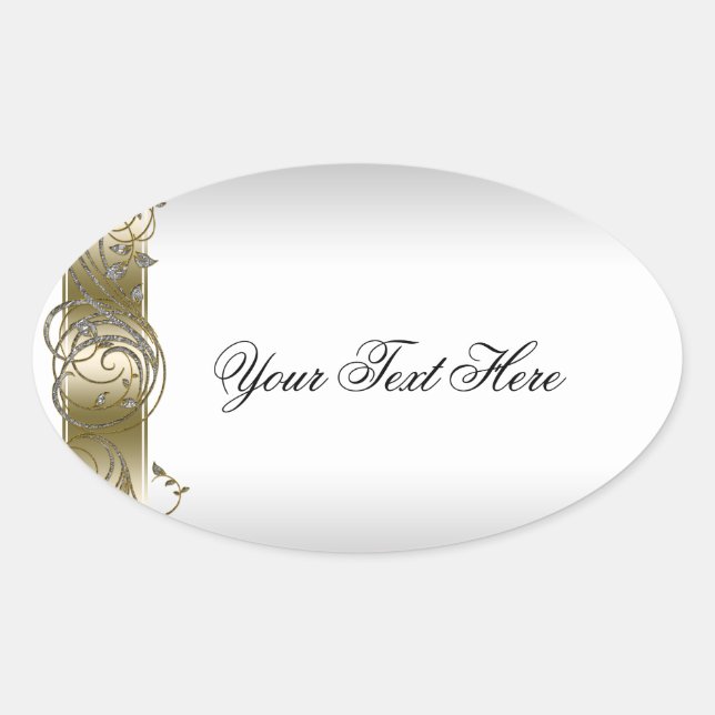 Gold Silver Ornate Formal Sticker (Front)