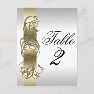 Gold Silver Ornate Formal Table Number Postcard