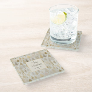 Gold Silver Pine Trees Christmas Coaster