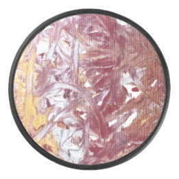 Gold, Silver, Red, Rose Gold, Marble Artwork Hockey Puck
