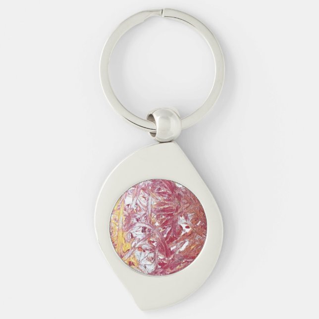Gold, Silver, Red, Rose Gold, Marble Artwork Key Ring (Front)